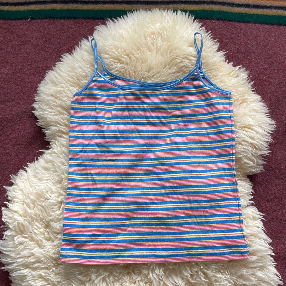 Y2k striped spaghetti strap tank slip Cami elastic straps fitted striped tank